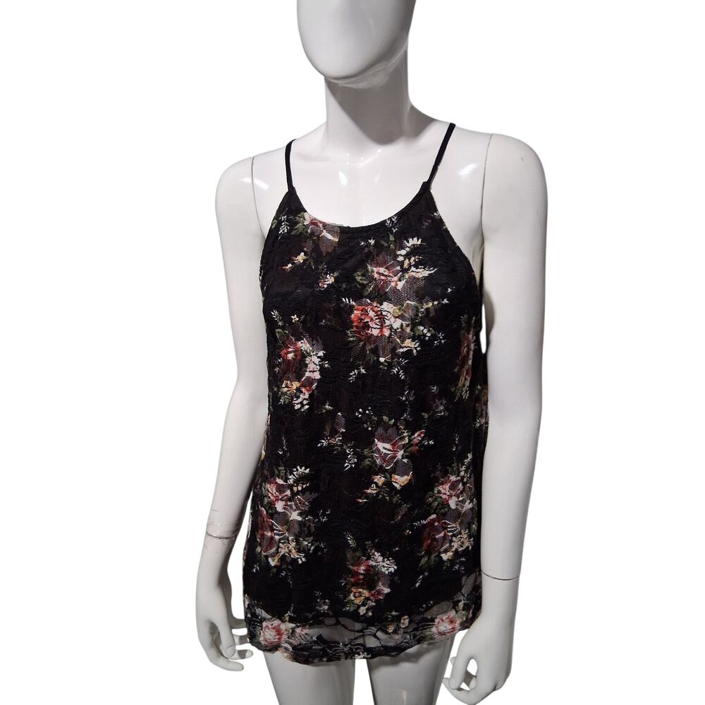 Y2K Vintage Scobe Women's size Medium Floral Lace‎ Mesh Whimsy Romantic Tank top